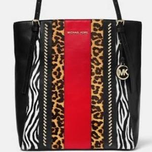 MICHAEL Michael Kors Megan Large Mixed-Media Leather Tote Bag Style # 30F9GEGT7L